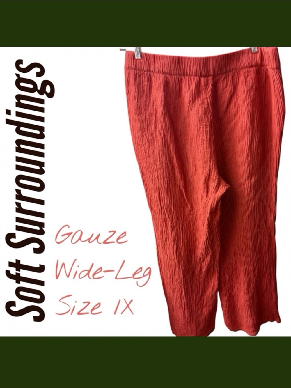 Soft Surroundings Red Gauze Wide-Leg Pants